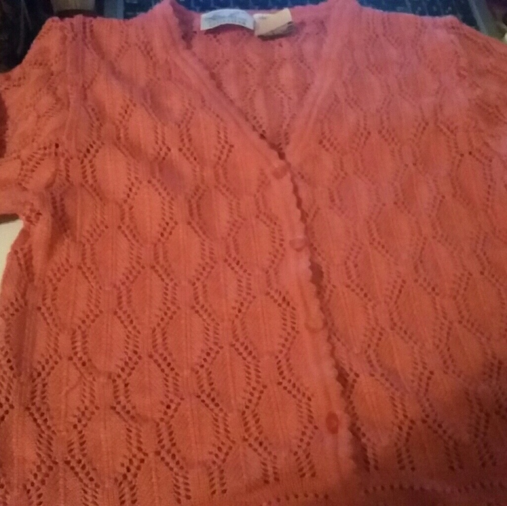 Kathie Lee coral short sleeve cardigan